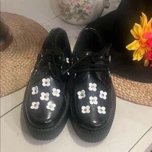 T.U.K Black and White Platform Shoes